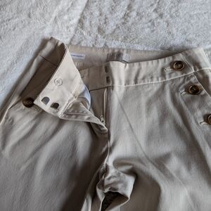 LOFT Cream Button-Detail Trousers